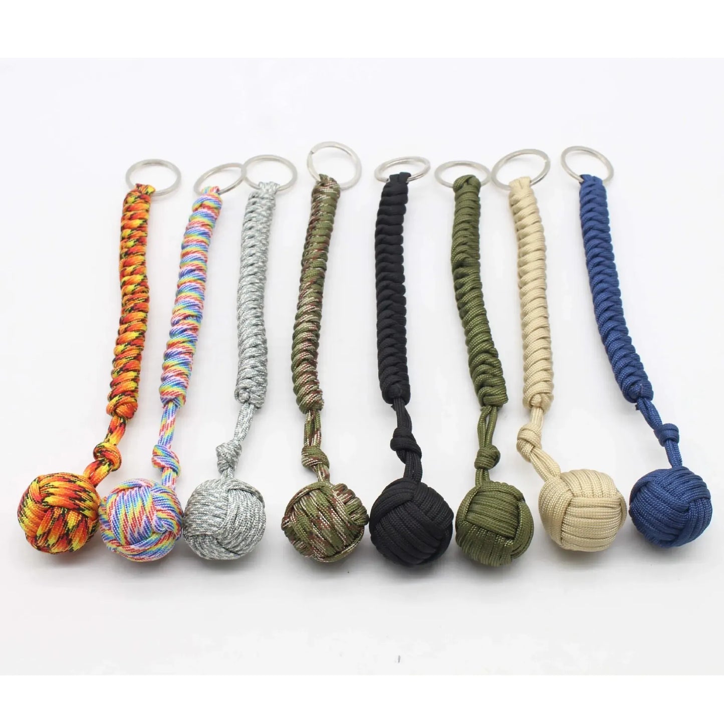 1pc Monkey Fist Steel Ball Self Defense Lanyard Survival Key Chain Broken Window Umbrella Rope Braided Chain Outdoor Safety Prot