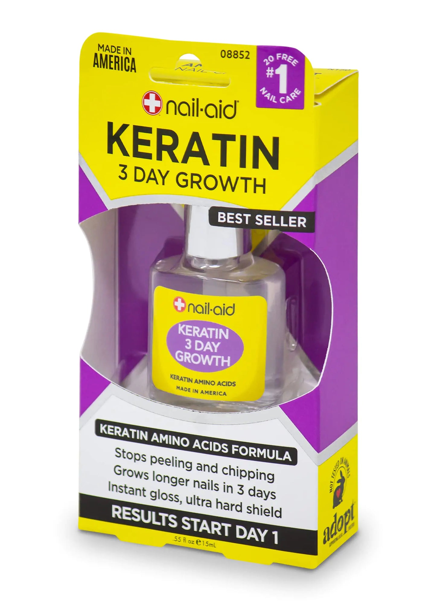 Nail-Aid Keratin 3 Day Growth Nail Treatment & Strengthener, Clear, 0.55 Fl Oz