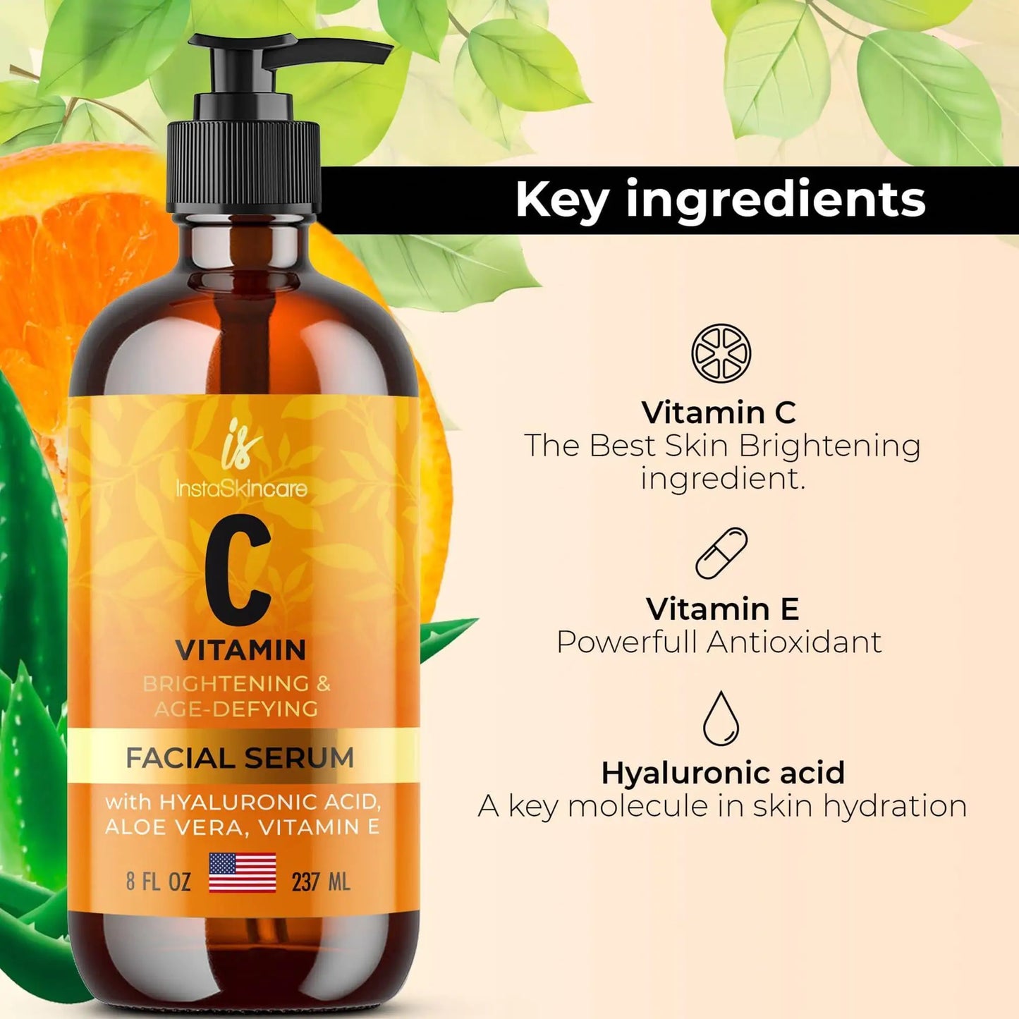 Vitamin C Serum for Face and Eyes with Hyaluronic Acid and Vitamin E   Serum Eye